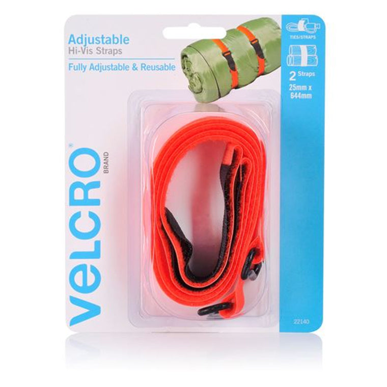 VELCRO VEL22140 - 25mm x 644mm 2 Pack Adjustable & Reusable Hi-Vis Bundle & Secure Bulky