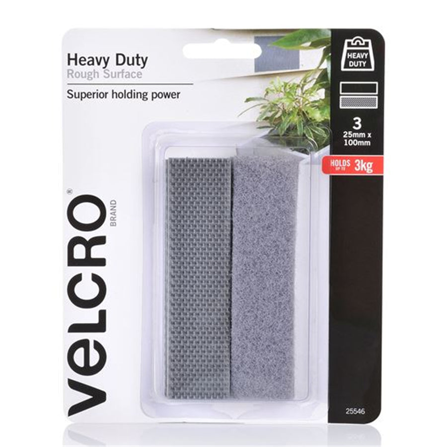 VELCRO VEL25546 - 25mm x 100mm Heavy Duty Pre-cut 6Pack 3pc Hook & 3pc Loop) Surface Tape
