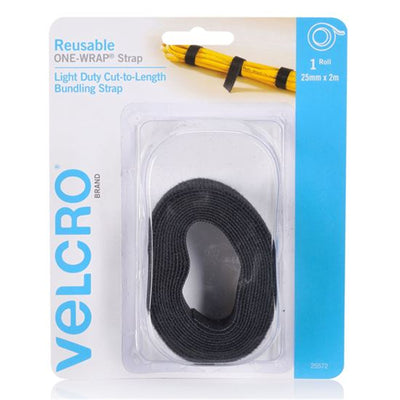 VELCRO VEL25572 - 25mm x 2m wiederverwendbares, zuschneidbares ONE-WRAP Klettband. Zum Bündeln von Kabeln
