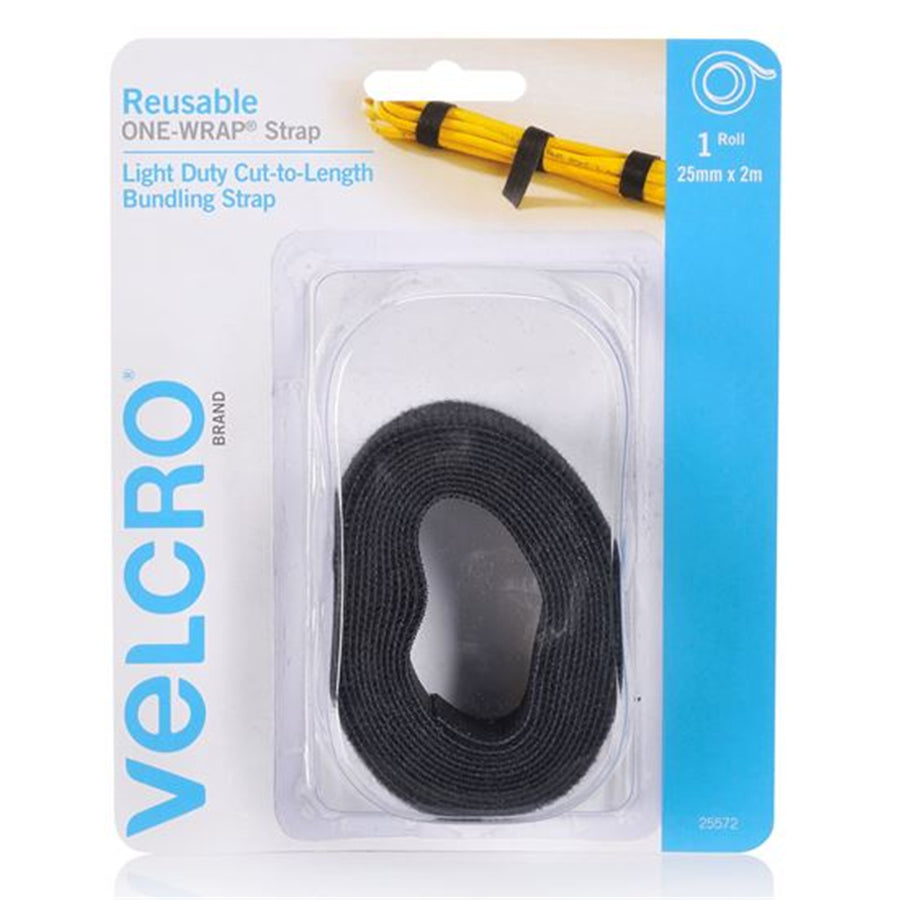 VELCRO VEL25572 - 25mm x 2m Reusable Cut-to-Lenght ONE-WRAP Strap. Designed for Cable Bundling