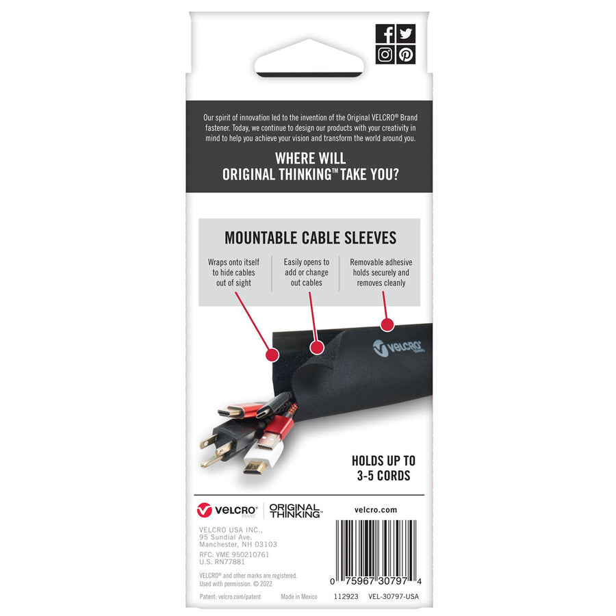 Unitek  VEL30797  Cable Sleeves - 304mm x 146mm - Black - 2 Pack