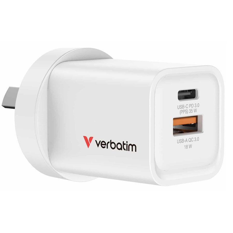 Verbatim 35W GaN Charger with 1x USB-C and 1x USB-A