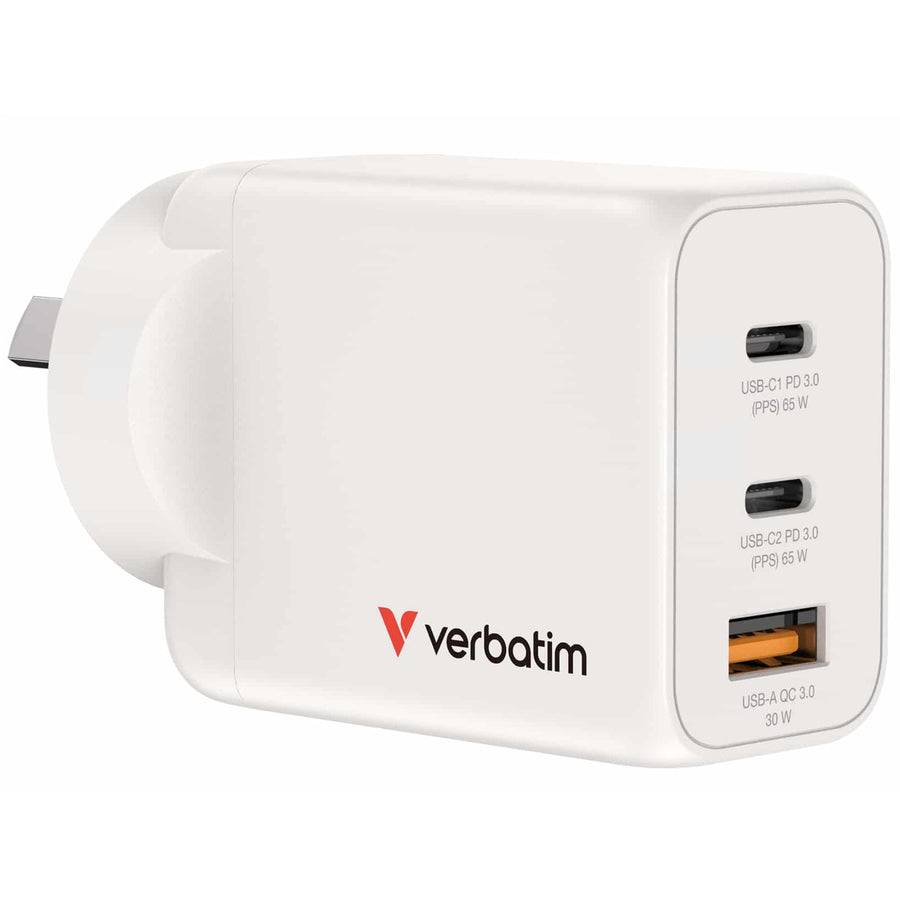 Verbatim 65W GaN Charger with 2x USB-C and 1x USB-A