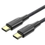 VEN-TAUBG - Vention Nylon Braided USB 2.0 C Male to C Male 3A Cable 1.5M Black LED Type