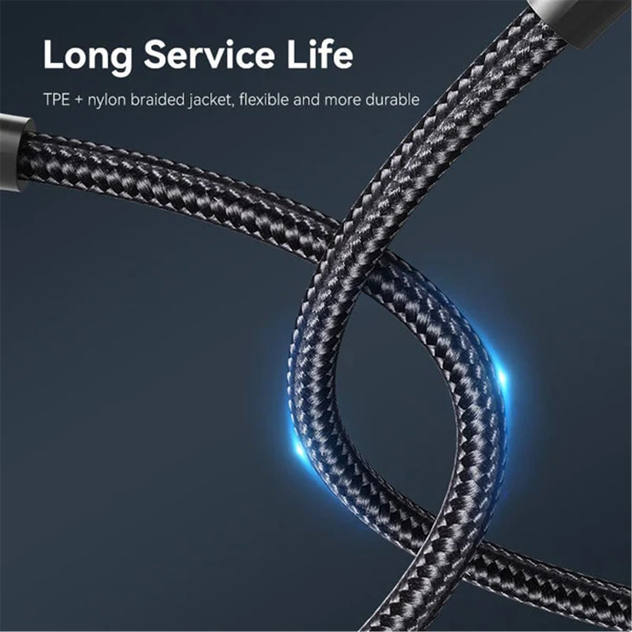Vention Nylon Braided USB 2.0 C Male to C Male 3A Cable 1.5M Black LED Type