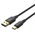 VEN-CTFBF - Vention Nylon umflochtenes USB 2.0 A Stecker auf C Stecker 3A Kabel 1M Schwarz LED Typ