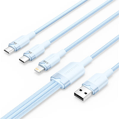 Vention CTPLG  USB 2.0 A Male to 3-in-1 USB-C & Lightning & Micro-B Male 3A Cable Aluminum Alloy Type