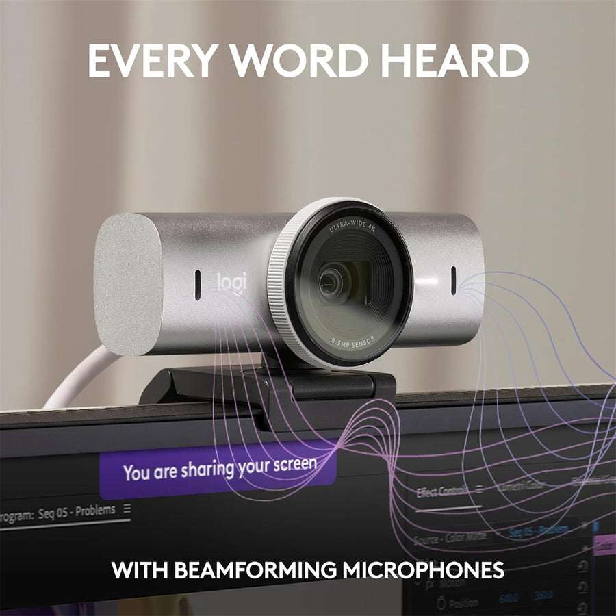 Logitech MX Brio Ultra HD 4K Webcam - Pale Grey