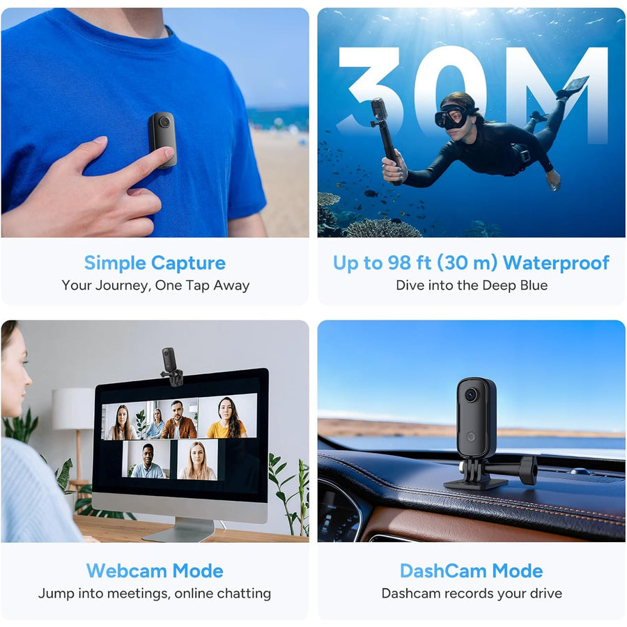 SJCAM C100Pro Action Camera 4K WiFi Magnetic DV Waterproof Hands-Free Thumb POV Cycling Combo - Black