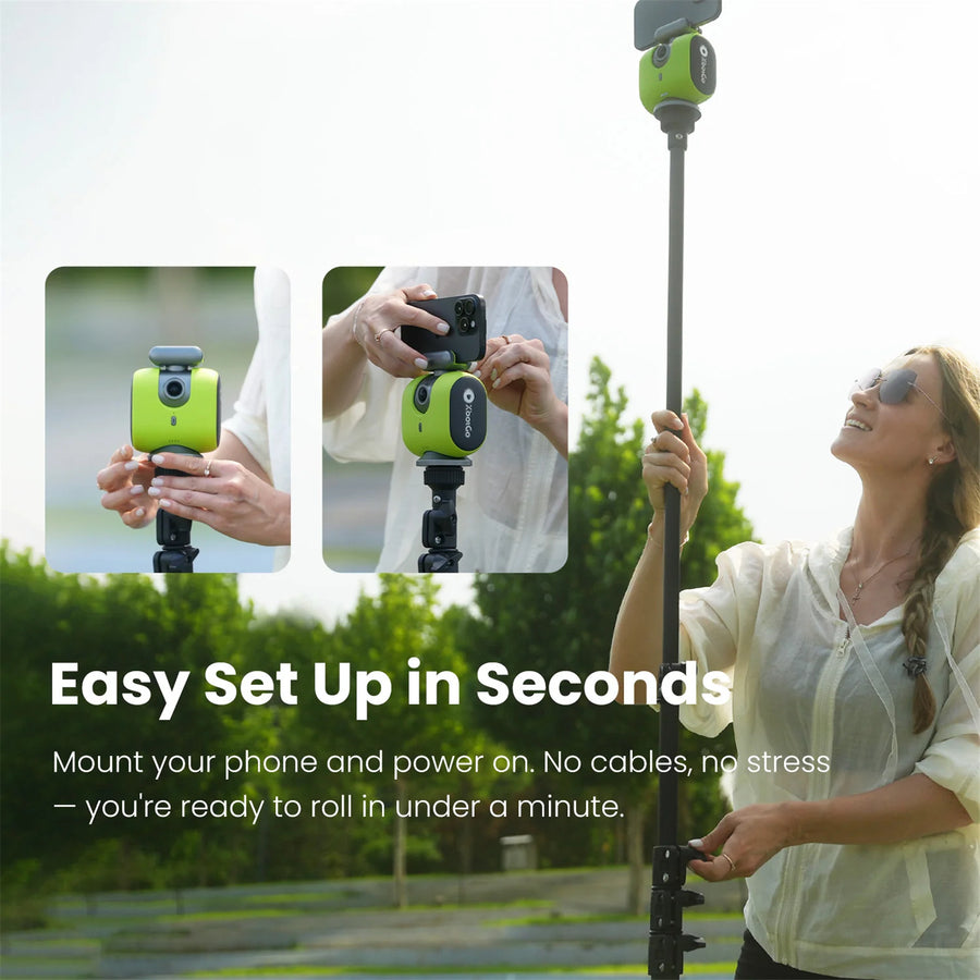 XbotGo  Chameleon Essential Bundle AI Auto Sports Action Camera With NT4 Tripod - (Lemon Green)