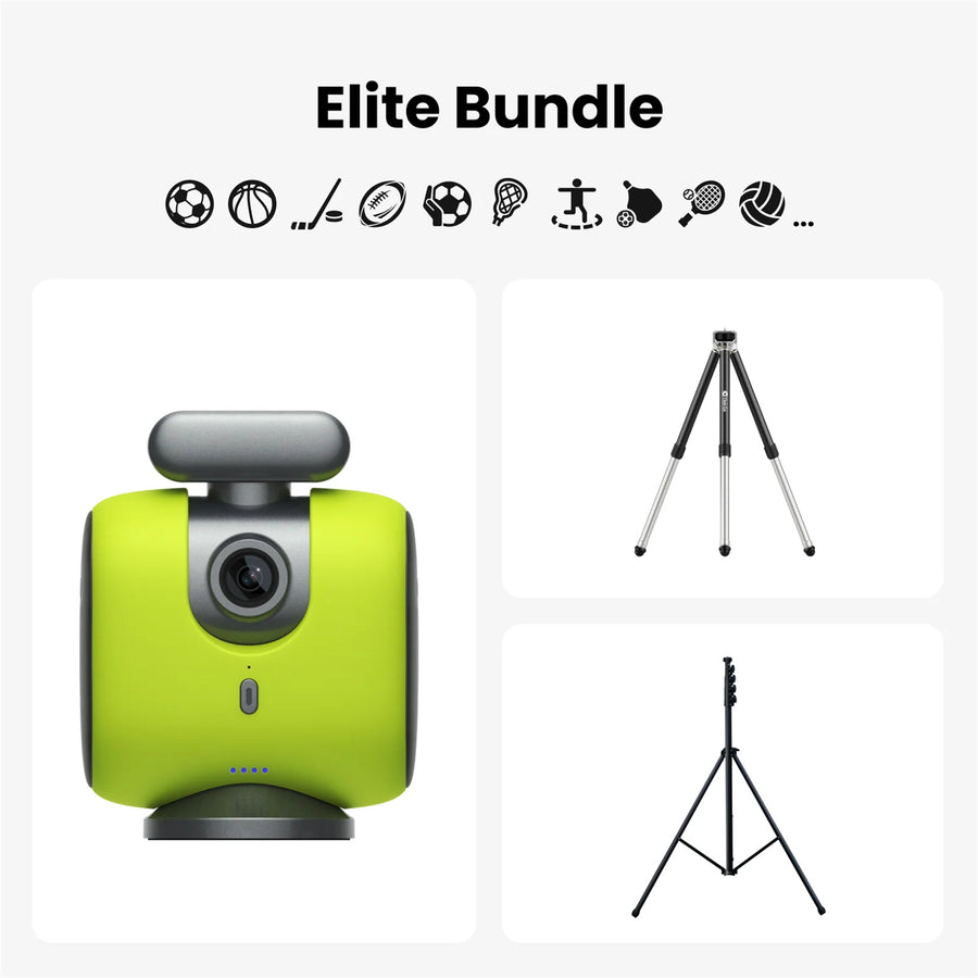 XbotGo  Chameleon Elite Bundle AI Auto Sports Action Camera With NT1 and NT4 Tripod - (Lemon Green)