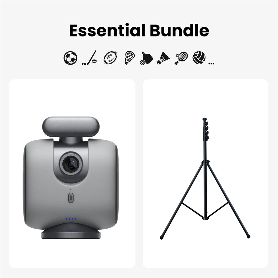 XbotGo Chameleon Essential Bundle AI Auto Sports Action Camera With NT4 Tripod - (Lava Graphite) 4K 60FPS Soccer Camera and Basketball Tracking Camera for Team Sports, Live Streaming, No Subscription, Works with iOS & Android.