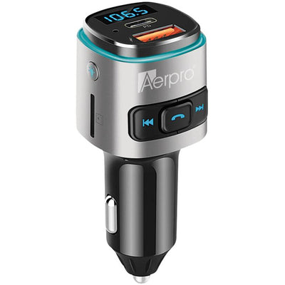 AERPRO BLUETOOTH FM TRANSMITTER WITH PD 30W USB C AND QUICK CHARGE 3.0 USB A