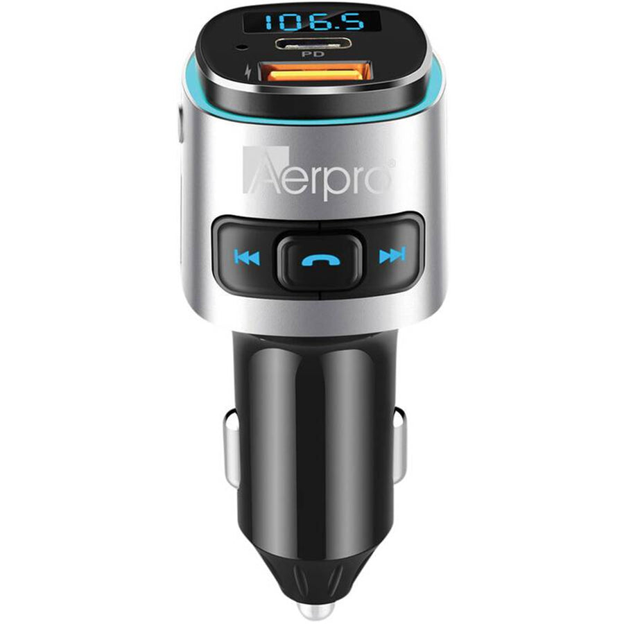 AERPRO BLUETOOTH FM TRANSMITTER WITH PD 30W USB C AND QUICK CHARGE 3.0 USB A