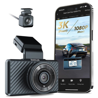 BOTSLAB  G500H Pro   2 Channel 3K Front and 1080P Rear Dash Cam