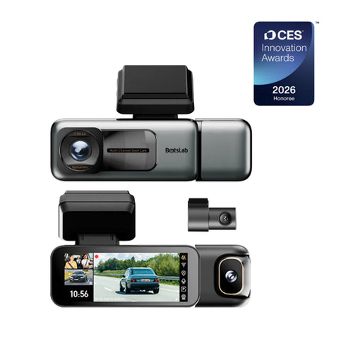 BOTSLAB  G980H 3 Channel Dash Cam, 4K Front and 1080P Rear/ Inside,
