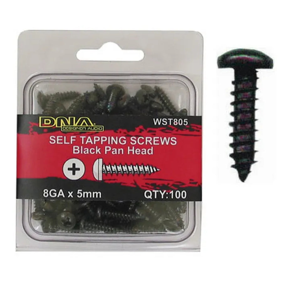 DNA WST805 - SCREW PAN HEAD SELF TAPPING BLACK 8G 16MM (100 PACK)