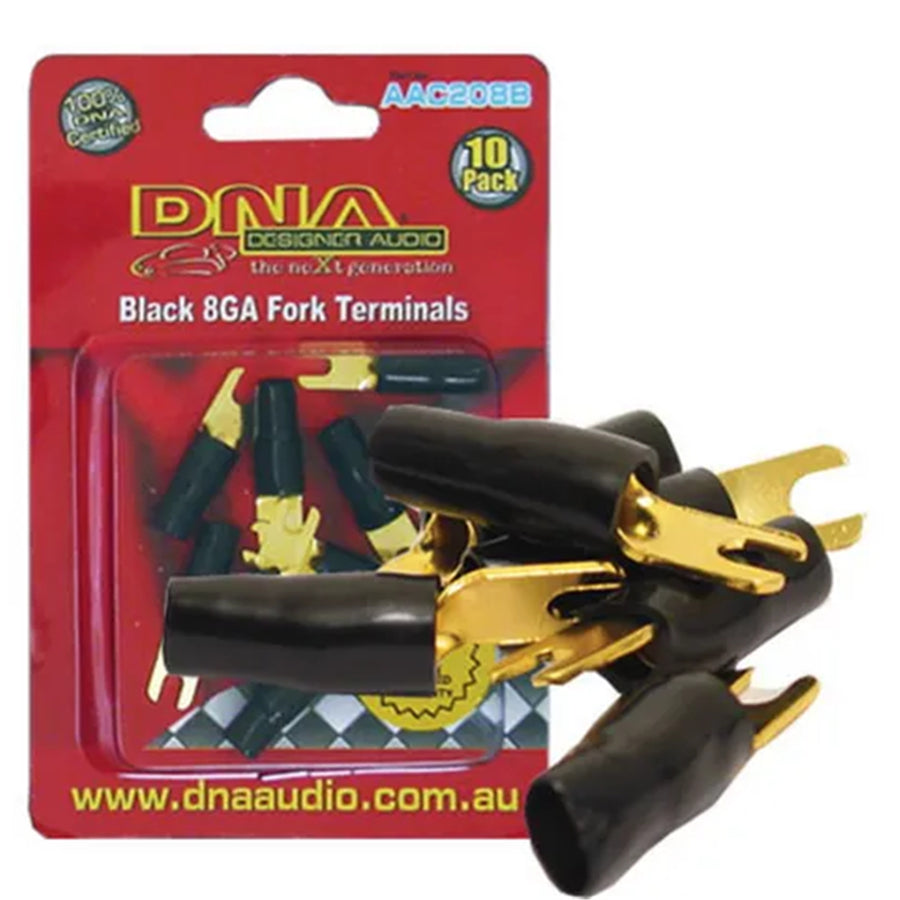 DNA AAC208B - 8 AWG FORK TERMINAL BLACK (10 PACK)