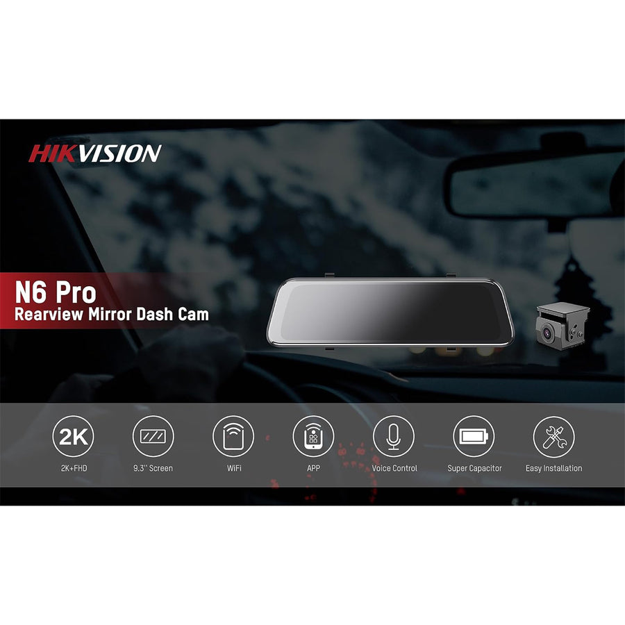 HIKVISION N6 PRO Mirror Dashcam - 2K Front and 1080P Rear Camera