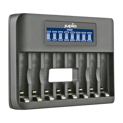 JBC0130 - JUPIO 8-FACH SCHNELLLADEGERÄT MIT LCD-DISPLAY FÜR AA- & AAA-AKKUS