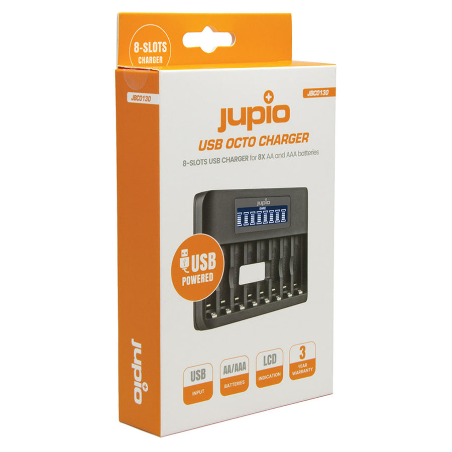 JBC0130 - JUPIO 8-FACH SCHNELLLADEGERÄT MIT LCD-DISPLAY FÜR AA- & AAA-AKKUS