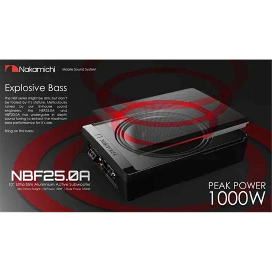 NBF25.0A - NAKAMICHI 10" UNDERSEAT ACTIVE SUBWOOFER FULL ALUMINUM