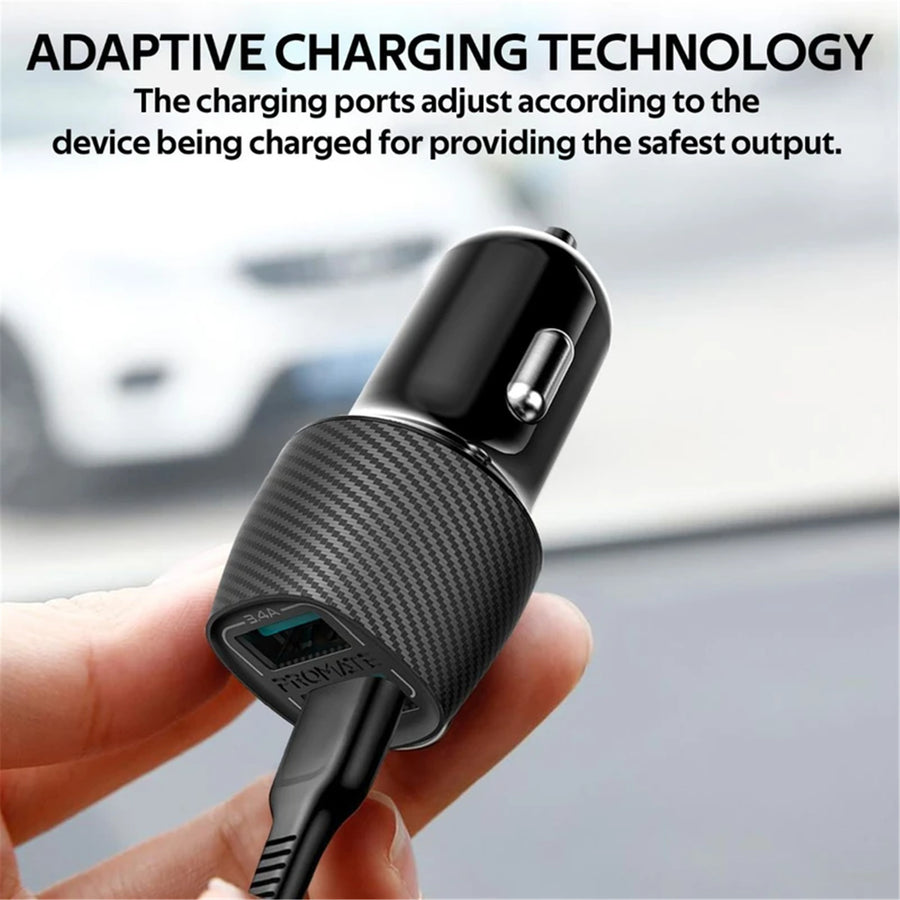 Promate  VOLTRIP-DUO.BLK 3.4A Dual Port USB Car Charger - Black