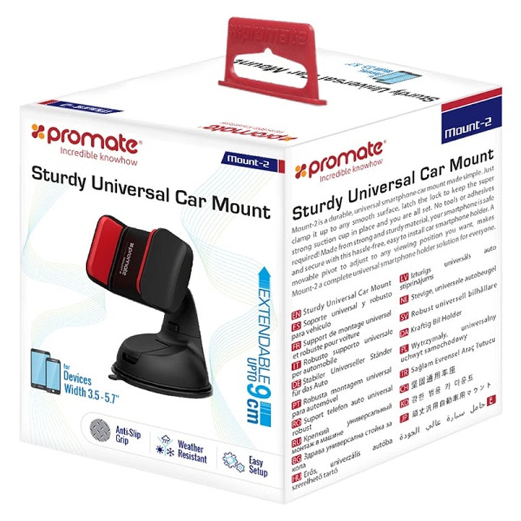 Promate MOUNT-2-BLK - UniverSmartphone Grip Mount. Fits all Devices Between 5-9cm. Heat & Cold