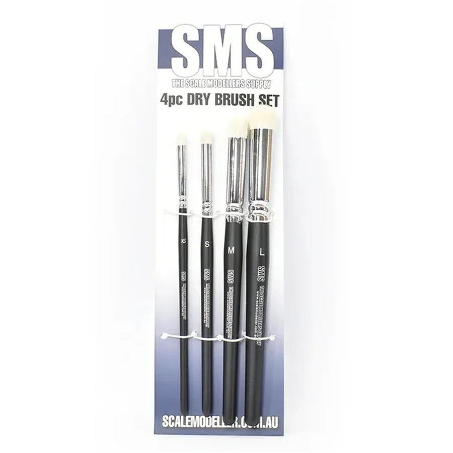 SMS SCALE MODELLERS SUPPLY SYNTHETIC DRY BRUSH SET 4PC