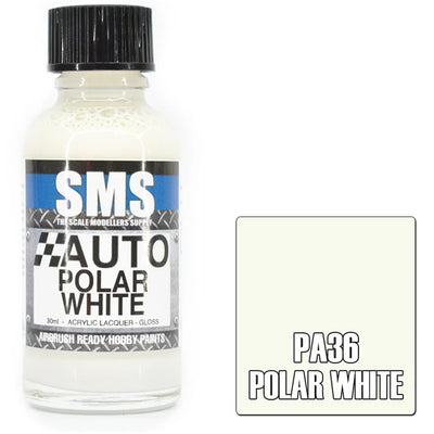 SMS PA36 - AIR BRUSH PAINT 30ML POLAR WHITE ACRYLIC LACQUER SCALE MODELLERS SUPPLY