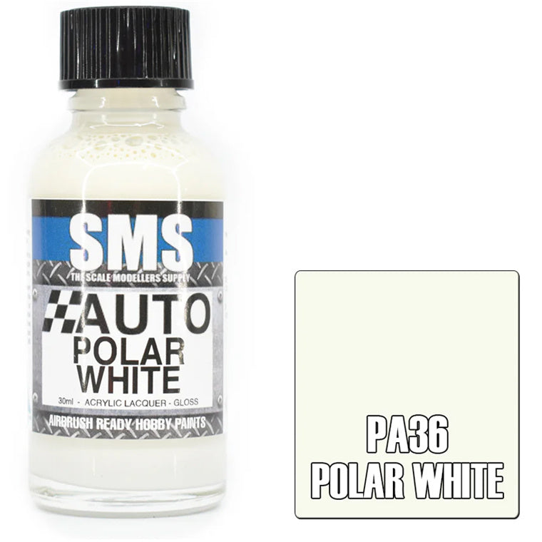SMS PA36 - AIR BRUSH PAINT 30ML POLAR WHITE ACRYLIC LACQUER SCALE MODELLERS SUPPLY