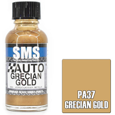 SMS PA37 - AIR BRUSH PAINT 30ML GRECIAN GOLD ACRYLIC LACQUER SCALE MODELLERS SUPPLY