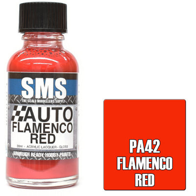 SMS PA42 - AIR BRUSH PAINT 30ML FLAMENCO RED ACRYLIC LACQUER SCALE MODELLERS SUPPLY