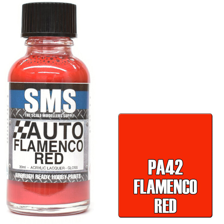 SMS PA42 - AIRBRUSHFARBE 30ML FLAMENCO RED ACRYLAC LACK SCALE MODELLERS SUPPLY