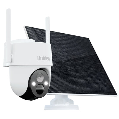 Uniden APPCAM SOLO X2K 4G PT Wire Free 4G Cellular Outdoor 2K Pan & Tilt Spotlight Camera With Solar Panel