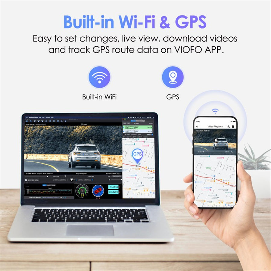 VIOFO A129PLUS-DUO-G Dashcam 2K A129 Plus Duo Camera Wi-Fi + GPS