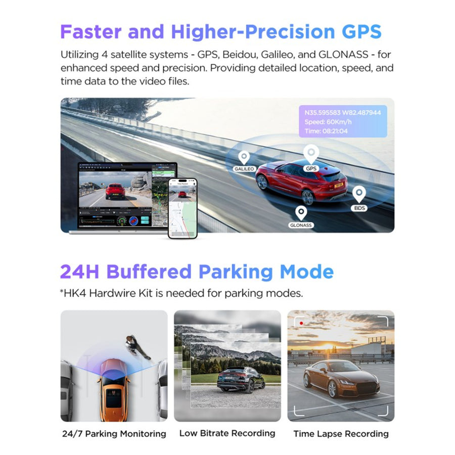 A229-PRO-2CH - VIOFO DASHCAM A229 PRO 4K FRONT 2K REAR 5GHZ WIFI + GPS