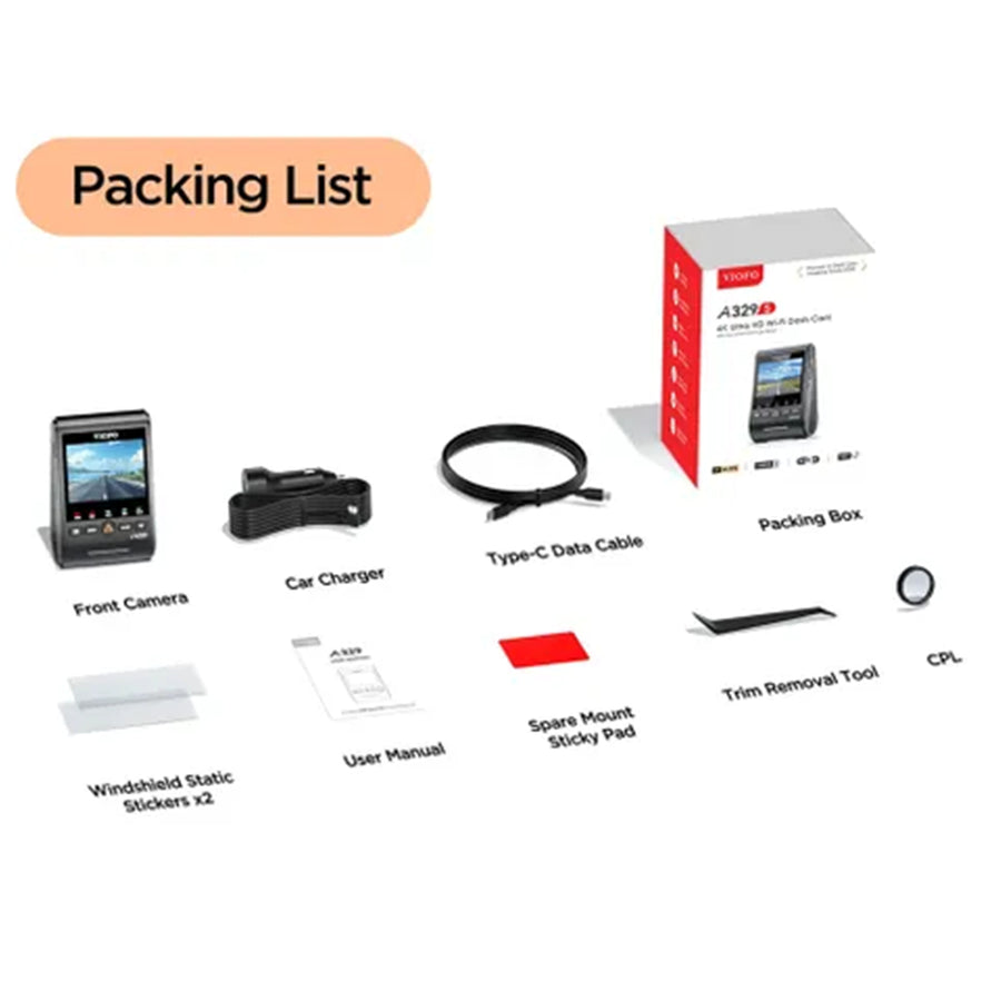 A329S-1CH - VIOFO DASHCAM A329 4K SINGLE CHANNEL WIFI 6 GPS