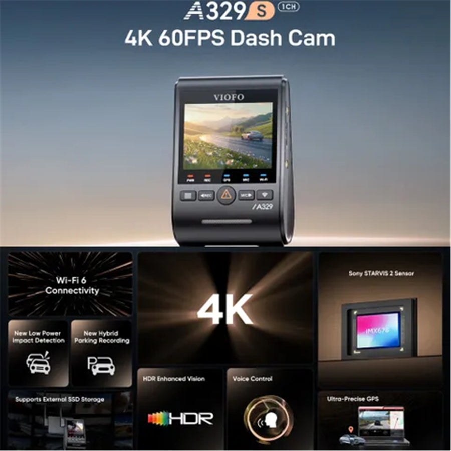 A329S-1CH - VIOFO DASHCAM A329 4K SINGLE CHANNEL WIFI 6 GPS