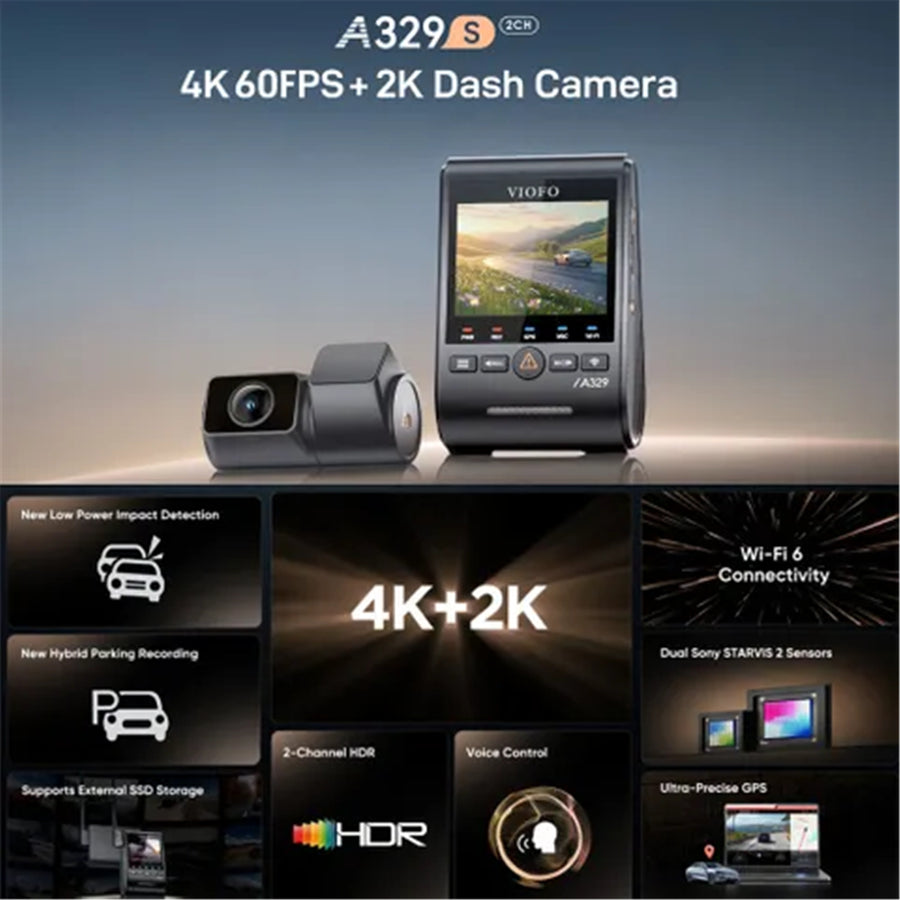 VIOFO A329 4K Front 2K Rear Channel Wi-Fi 6 GPS Dashcam