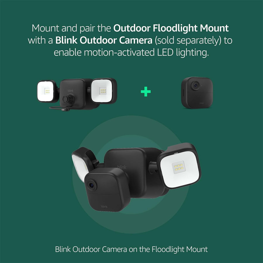 Blink Outdoor Floodlight Mount - Black - Wireless floodlight with 700 lumens of LED - two-year battery life - Required Camera & Sync Module not included