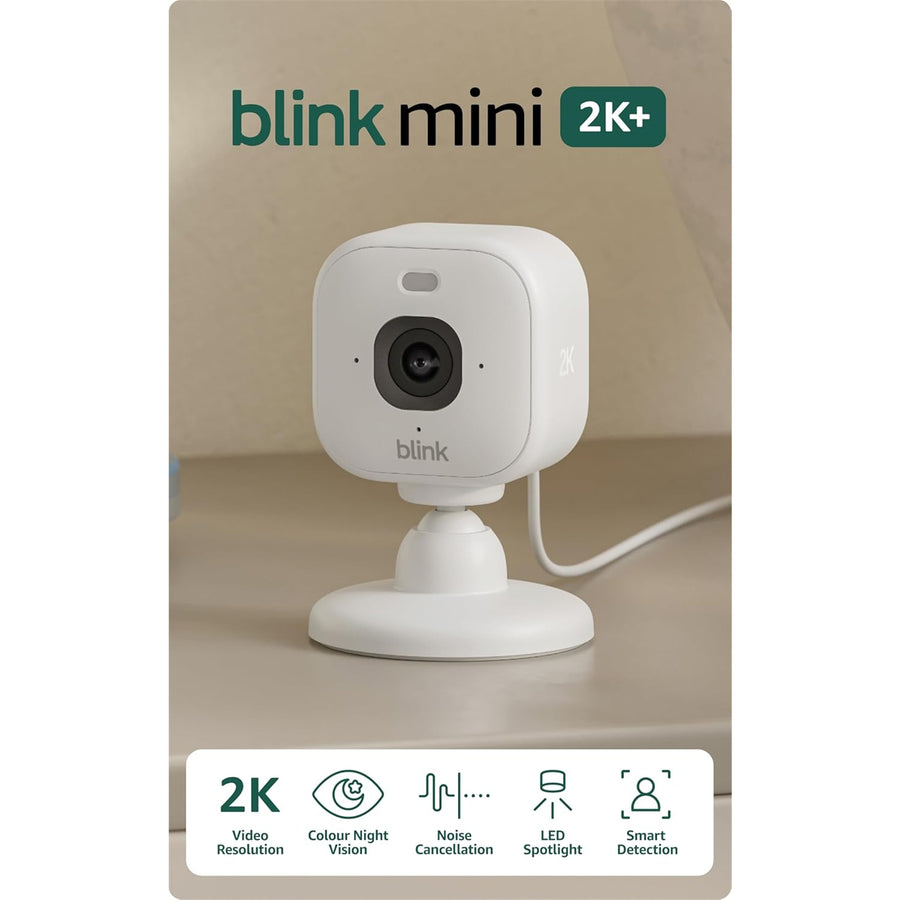 Blink  Mini 2K+ Indoor/Outdoor Plug-in Security Camera  - White