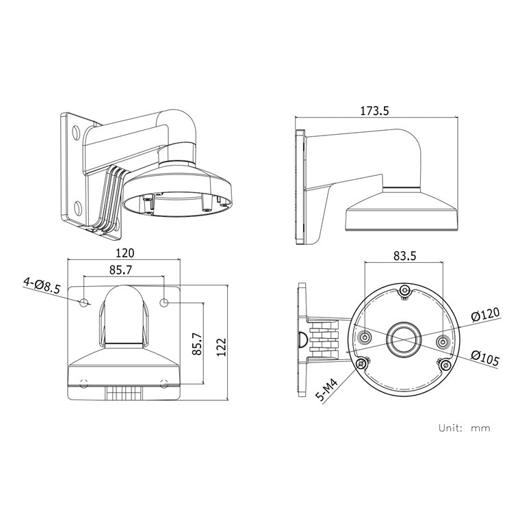 DS-1272ZJ-120 - HIKVISION 1272ZJ-120 WALL MOUNT, 2YR