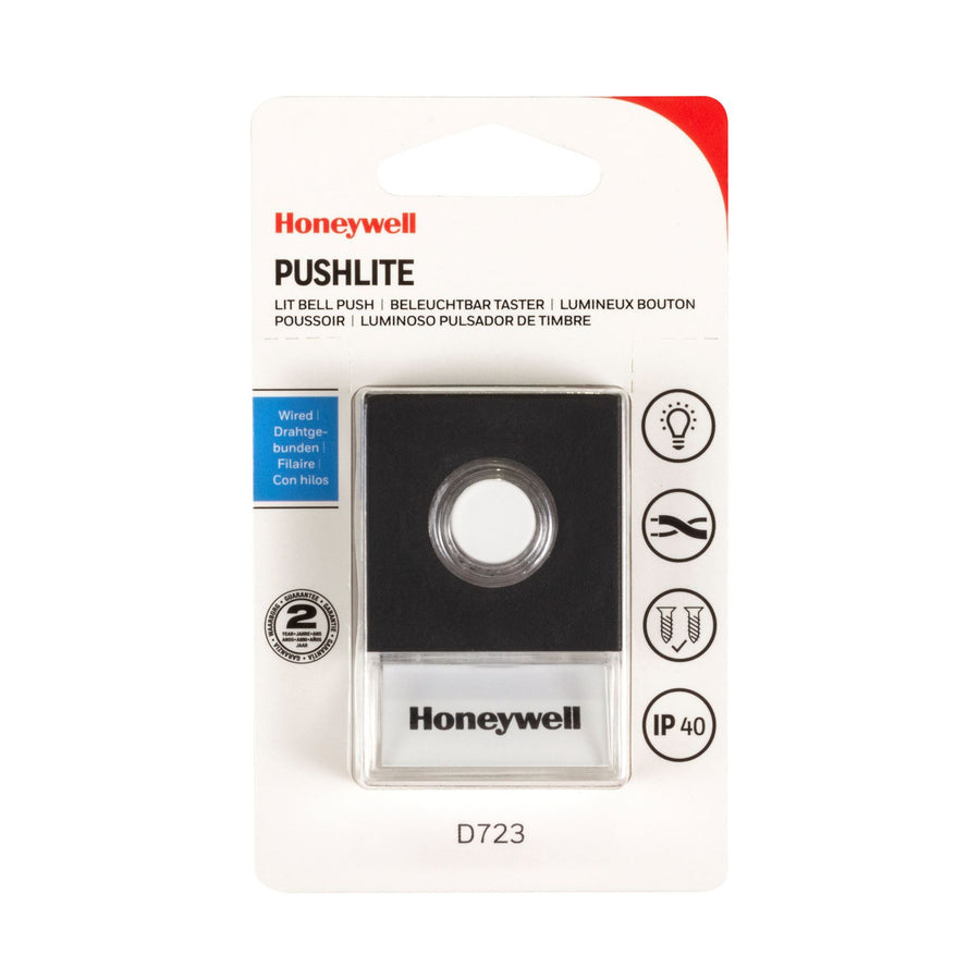 Honeywell D723 Pushlite Lit Push         Doorbell. Wired. IP40. Fixings Included.