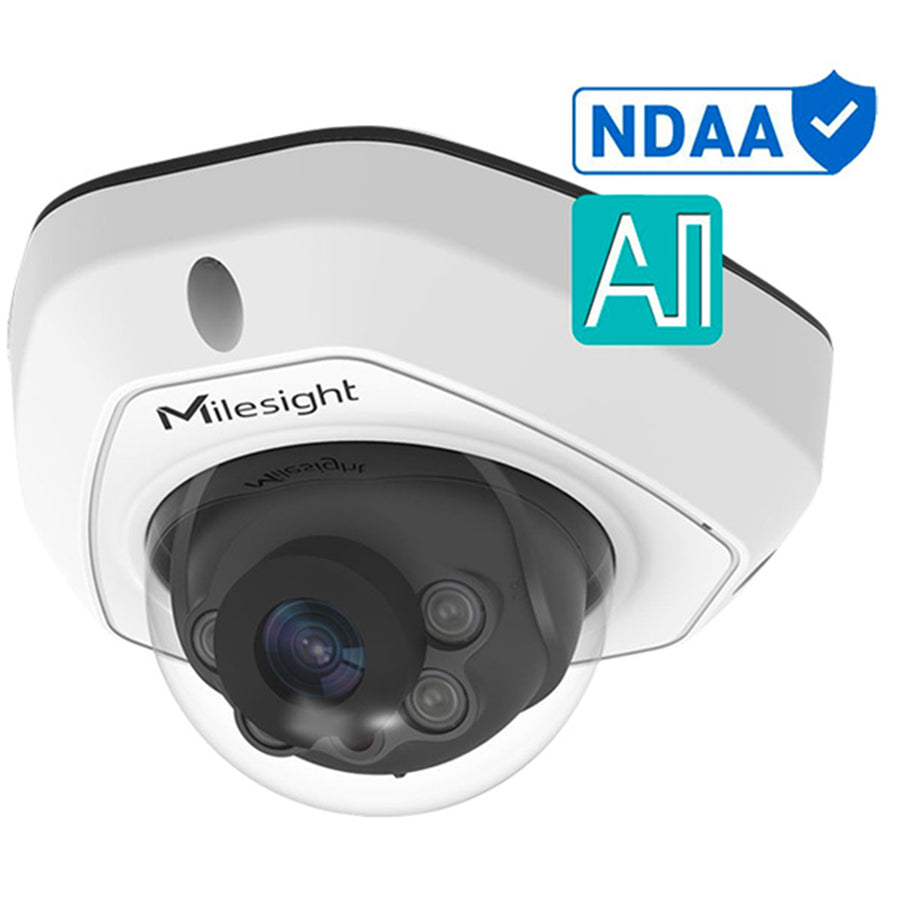MS-C5373-PD - Milesight 5MP NDAA AI Vandal-proof Mini Dome Network Camera - Cable Out