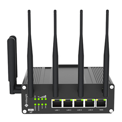 UR75-500GL-G-P-W - Milesight UR75 5G/4G/LTE Cellular 5 port Gigabit PoE Router with RS232/RS485 and Digital I/O IoT M2M Connectivity