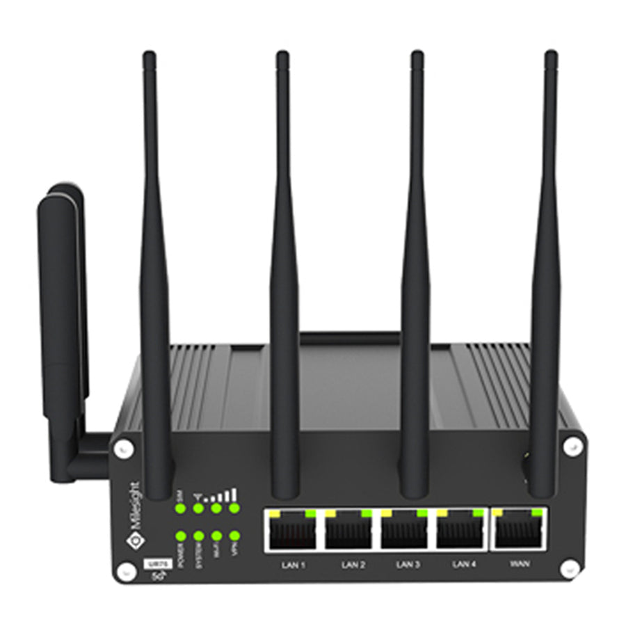 UR75-500GL-G-P-W - Milesight UR75 5G/4G/LTE Cellular 5 port Gigabit PoE Router with RS232/RS485 and Digital I/O IoT M2M Connectivity