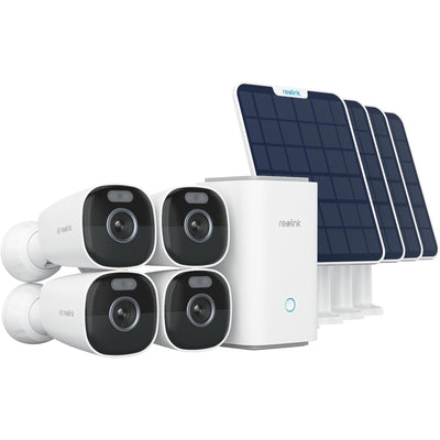 Reolink  Argus Eco Ultra 8MP/4K Outdoor Wire-Free Battery Camera - 4PK with Solar and Home Hub