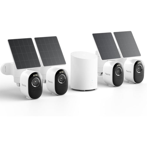Reolink  Argus 3 Pro Kit 5MP/2K+ Outdoor Wire-Free Battery Camera with Solar Panel -4PK with Homehub Mini