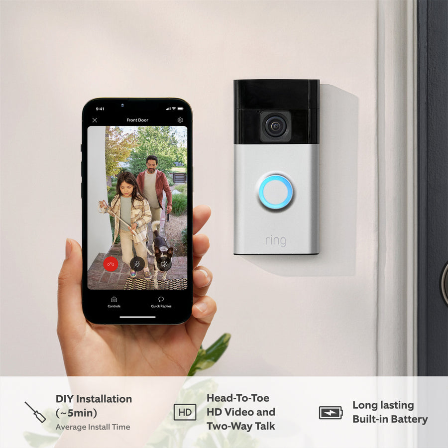 B0BZWRSRWV - Ring Battery Video Doorbell Satin Nickel